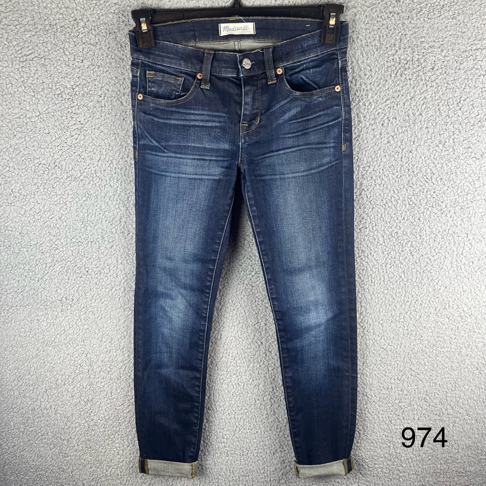 Madewell Women’s Skinny Skinny Dark Wash Mid-Rise Cuffed Jeans Size 25 - Picture 1 of 14